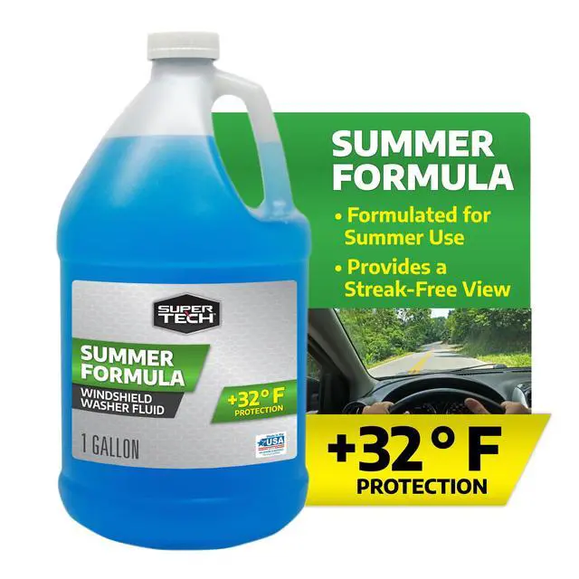Alt view image 3 of 7 - (2 pack) Super Tech Summer Formula +32F Windshield Washer Fluid for All Vehicle Types, 1 Gallon