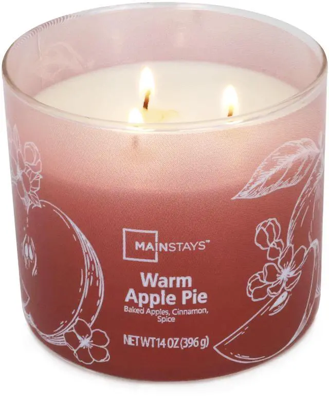 Alt view image 3 of 4 - Mainstays 3-Wick Ombre Wrap Warm Apple Pie Jar Candle, 14 Ounce