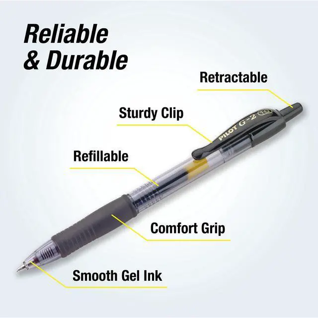 Alt view image 4 of 6 - Pilot G2 Retractable Gel Ink Pens, Bold Point, Black, 2 Count