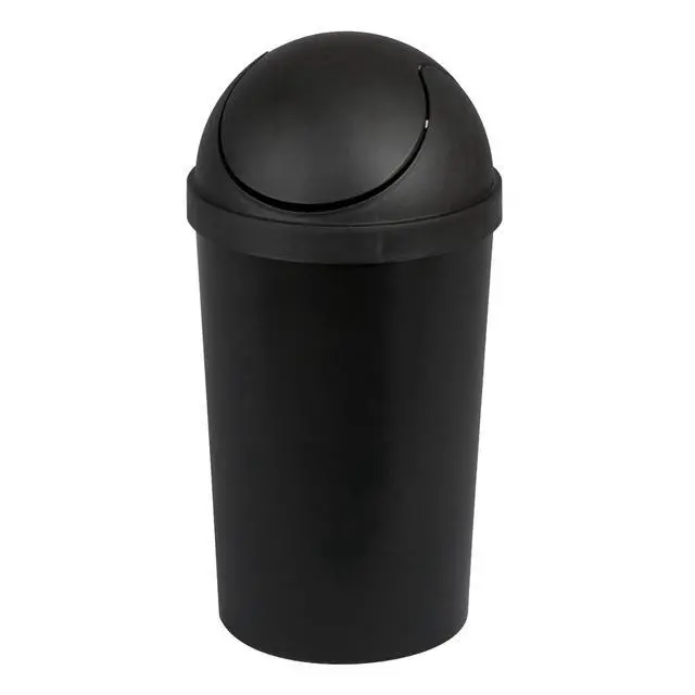 Alt view image 5 of 7 - Sterilite Small Bathroom Trash Can, 3 Gallon Plastic Garbage Bucket Bin with Swing Top Lid, Black