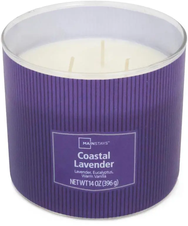 Alt view image 6 of 6 - Mainstays Coastal Lavender 3-Wick Decorative Wrap Candle, 14 oz