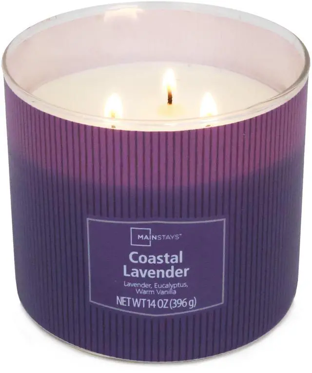 Alt view image 3 of 6 - Mainstays Coastal Lavender 3-Wick Decorative Wrap Candle, 14 oz