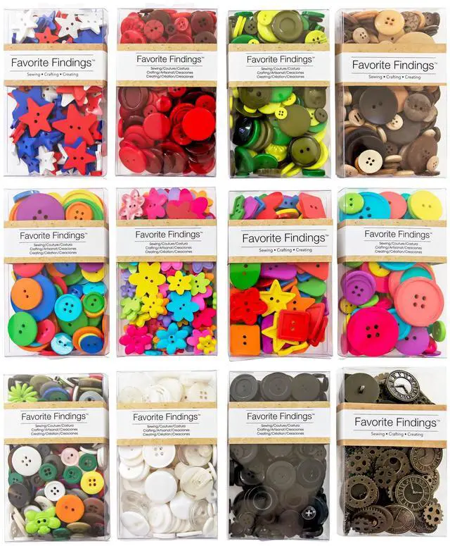 Alt view image 2 of 6 - Favorite Findings Value Black Assorted Sew Thru & Shank Buttons, 4 Ounces