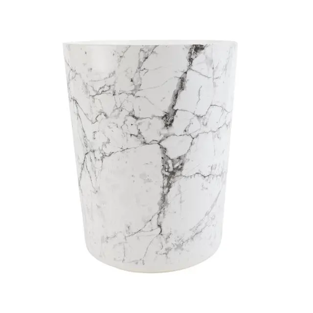 Alt view image 2 of 6 - Mainstays 5 gal Open-Top Bathroom Trash Can, Plastic Garbage Bin, White Marble