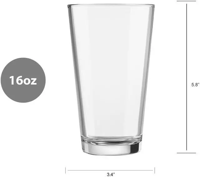 Alt view image 2 of 5 - (4 pack) Mainstays 16 oz Clear Pint Glass