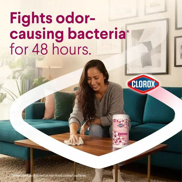 Alt view image 2 of 7 - Clorox Scentiva Disinfecting Wipes, Cherry Blossom and Peach, 75 Count