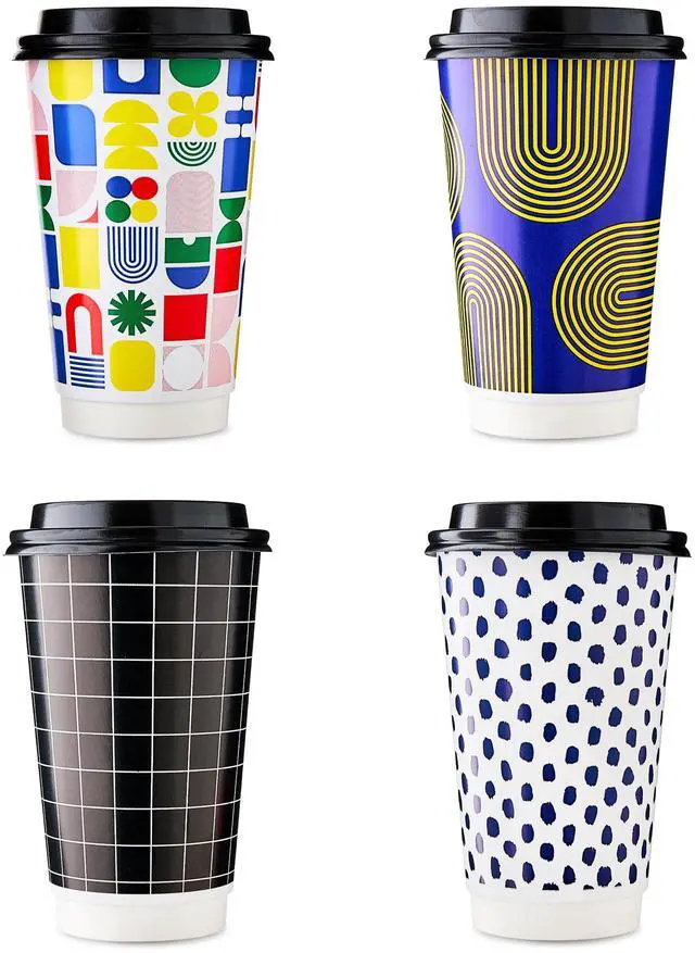 Main image of Great Value Insulated Hot Paper Cups with Lids, 16 oz, 20 Count