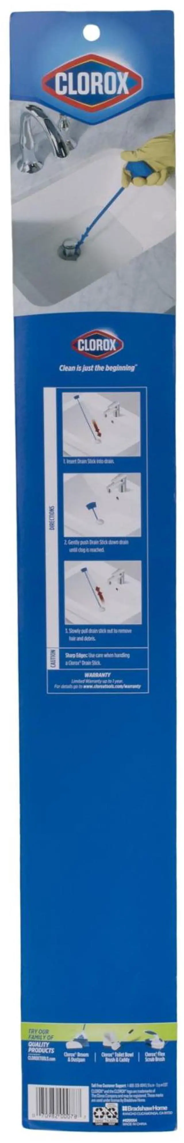 Alt view image 2 of 4 - Clorox Drain Cleaner Sticks for Hair and Drain Clogs, 20-Inch, Blue, Pack of 2
