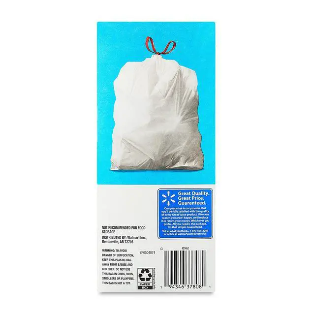 Alt view image 3 of 7 - Great Value 8-Gallon Drawstring Trash Bags, Fresh Scent, 40 Bags