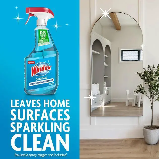 Alt view image 3 of 6 - Windex Glass, Window, and Mirror Cleaner, Original Blue, Spray Bottle, 32 fl oz.