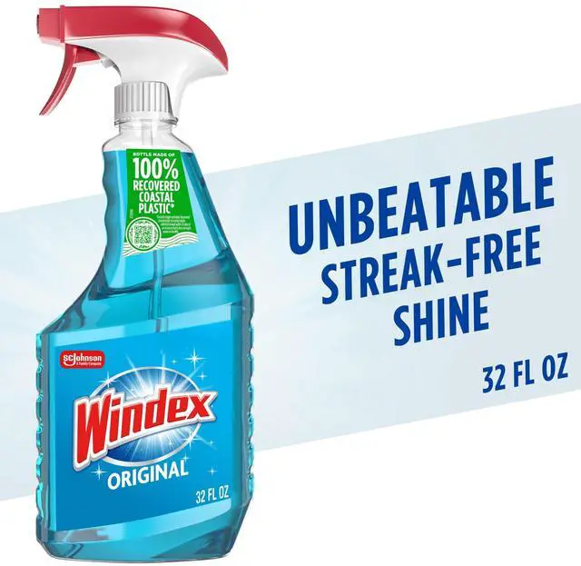 Main image of Windex Glass, Window, and Mirror Cleaner, Original Blue, Spray Bottle, 32 fl oz.