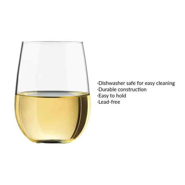 Alt view image 3 of 5 - (4 pack) Mainstays Clear Stemless Wine Glass Set, 17 oz