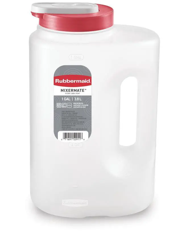 Alt view image 2 of 6 - Rubbermaid Mixermate Leak-Resistant Pitcher, Clear, 3.8 Liter (1 Gallon), Plastic