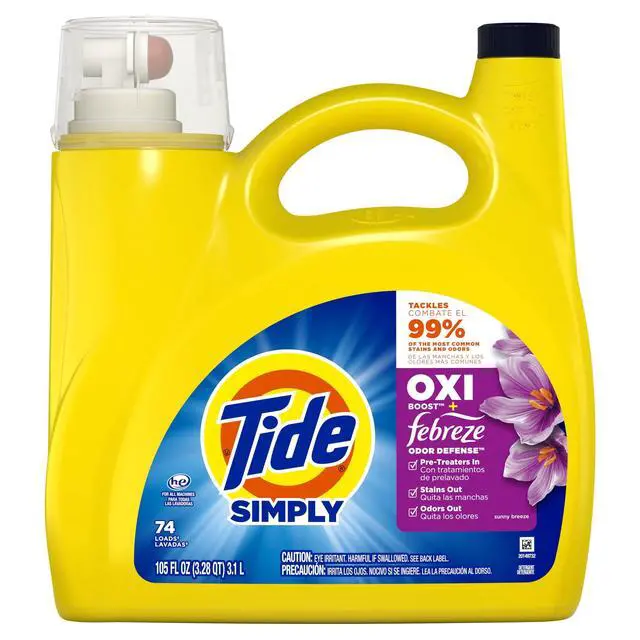Alt view image 2 of 7 - Tide Simply Oxi Boost + Febreze Odor Defense, Sunny Breeze, 74 Loads, 105 fl oz