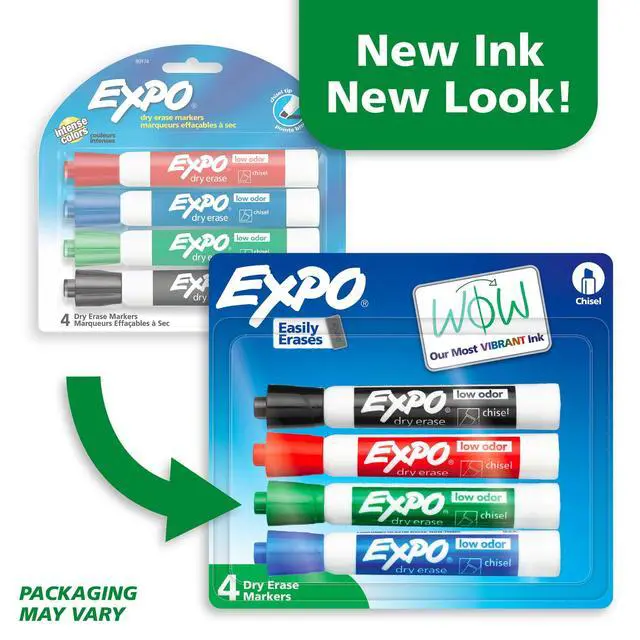 Alt view image 2 of 6 - EXPO Dry Erase Markers, Chisel Tip, Assorted Colors, 4 Count