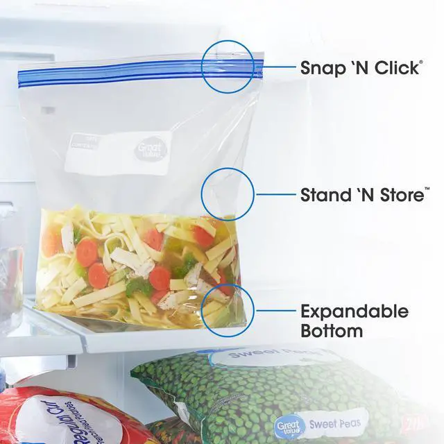 Alt view image 7 of 7 - Great Value Freezer Guard Double Zipper Gallon Freezer Bag, 80 Count