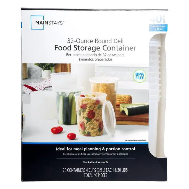 Alt view image 5 of 7 - Mainstays Clear Plastic Deli Containers, 32 oz, 40 Piece