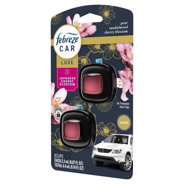 Alt view image 6 of 7 - Febreze Car Air Freshener, Odor-Fighting Auto Vent Clip, Japanese Cherry Blossom, 2 Count