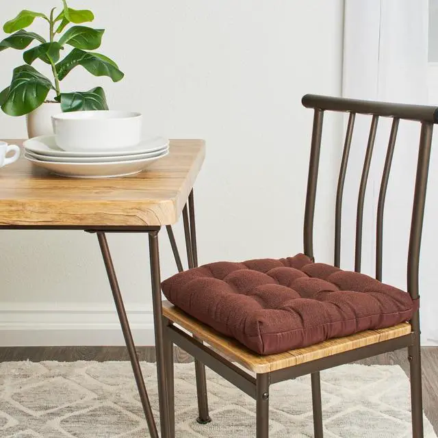 Alt view image 2 of 5 - Mainstays Textured Chair Seat Pad (Chair Cushion), Brown Color, 1-Piece, 15.5" x 16"