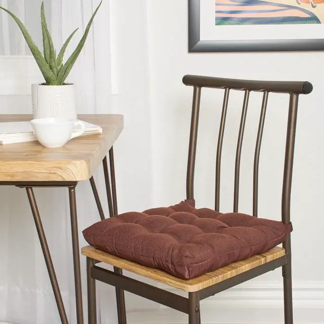 Alt view image 4 of 5 - Mainstays Textured Chair Seat Pad (Chair Cushion), Brown Color, 1-Piece, 15.5" x 16"