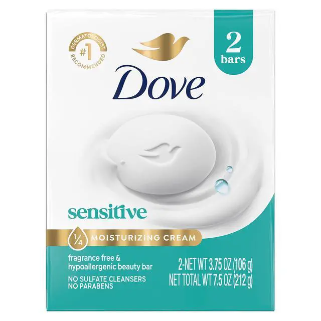 Alt view image 3 of 7 - Dove Beauty Bar Soap For Sensitive Skin, Sensitive, Fragrance Free And Hypoallergenic, 3.75 oz 2 Bars