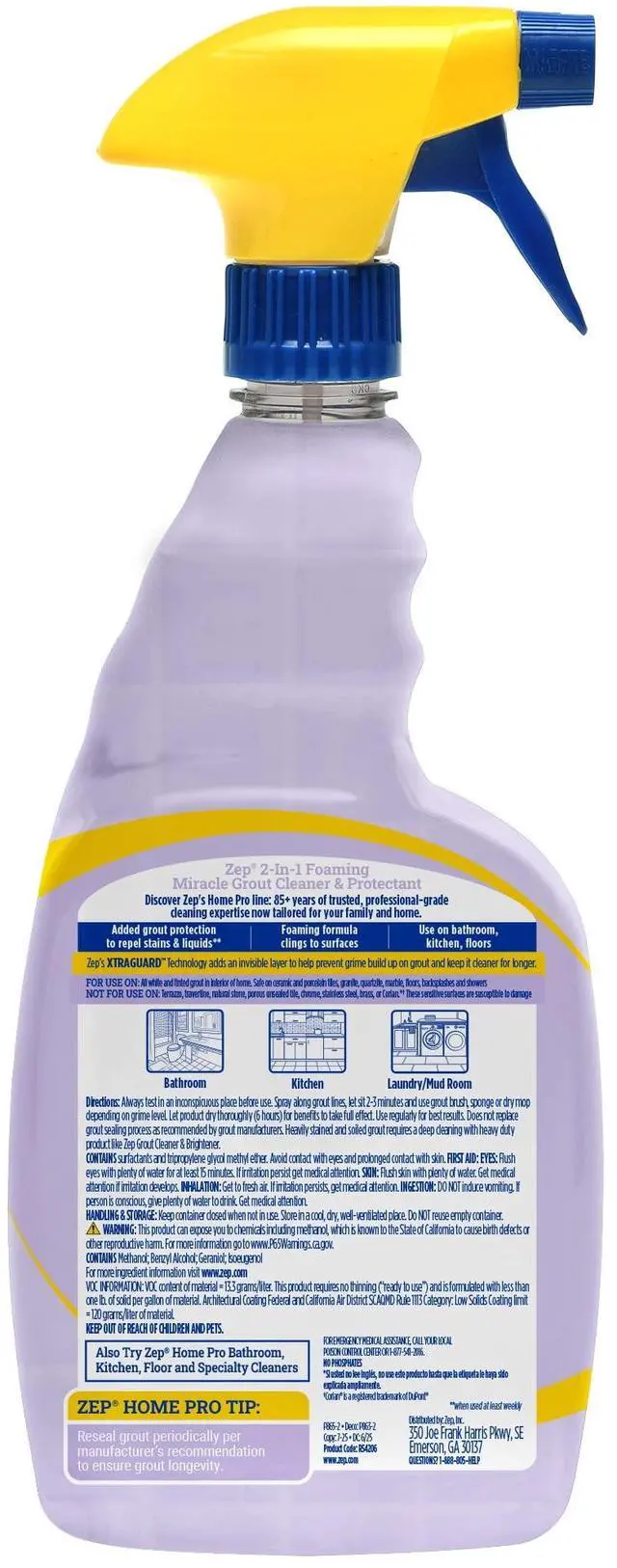 Alt view image 3 of 6 - Zep Home Pro Miracle Foaming Grout Cleaner and Protectant, Morning Dew Scent, 32 fl oz