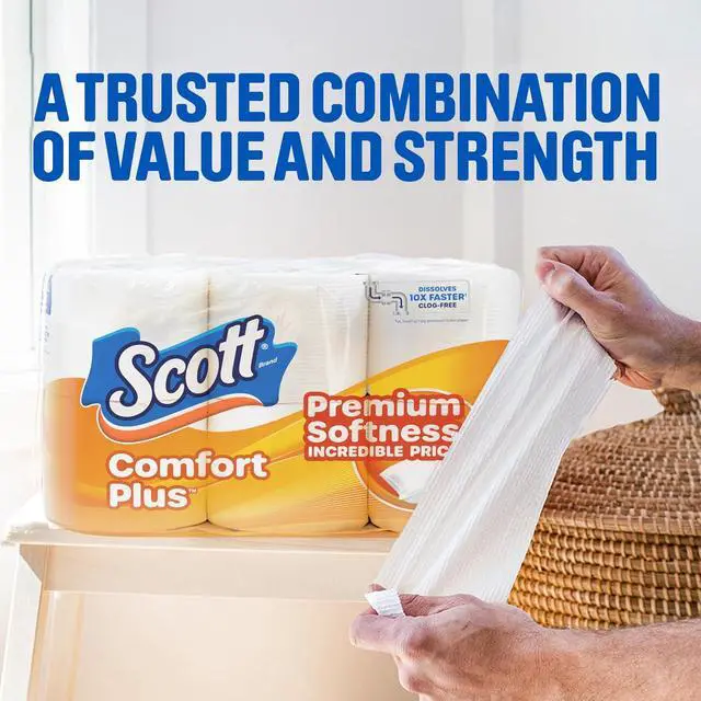 Alt view image 2 of 5 - Scott ComfortPlus Toilet Paper, 12 Triple Rolls, 231 Sheets per Roll, Septic-Safe, 1-Ply Toilet Tissue