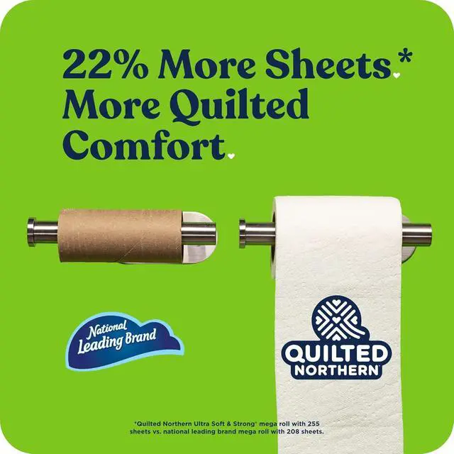 Alt view image 2 of 6 - Quilted Northern Ultra Soft & Strong Toilet Paper, 6 Mega Rolls = 24 Regular Rolls, 4X Stronger*, Premium Soft Toilet Tissue