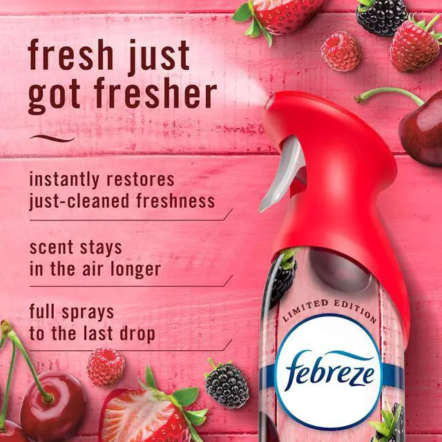 Alt view image 4 of 4 - Febreze Air Mist, Air Freshener Spray, Odor Fighting Room Spray, Deodorizer for Home Bathroom Kitchen Office Apartment Dorm Room Classroom, Cherries & Berries Scent, 8.1oz (Pack of 3)