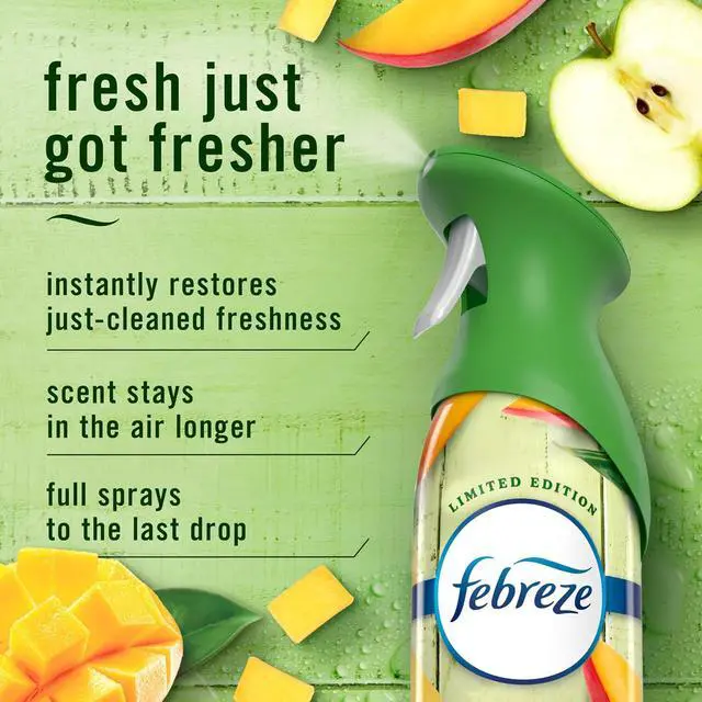 Alt view image 4 of 5 - Febreze Air Mist, Air Freshener Spray, Odor Fighting Room Spray, Deodorizer for Home Bathroom Kitchen Office Apartment Dorm Room Classroom, Mango Splash Scent, 8.1oz (Pack of 3)