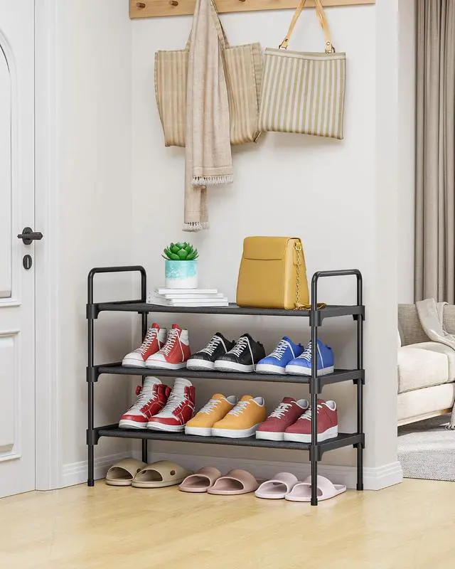 Alt view image 4 of 4 - Kitsure Shoe Rack for Closet, Shoe Storage, 27.6" Wide - 3 Tiers, Black
Shoe Organizer for Closet, Entryway, Living Room, Space-Saving Shoe Shelf, Sturdy Zapateras Organizer