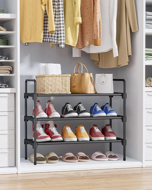 Alt view image 2 of 4 - Kitsure Shoe Rack for Closet, Shoe Storage, 27.6" Wide - 3 Tiers, Black
Shoe Organizer for Closet, Entryway, Living Room, Space-Saving Shoe Shelf, Sturdy Zapateras Organizer