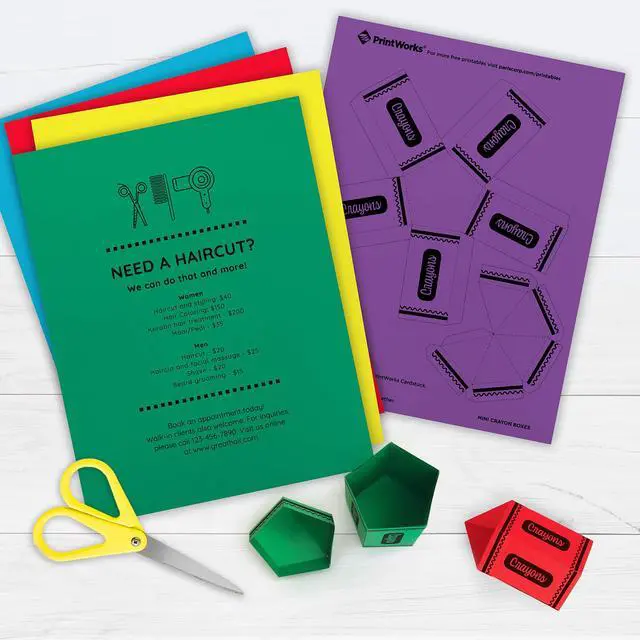 Alt view image 5 of 6 - PrintWorks Bright Cardstock 8.5" x 11" - 50 Sheets - 5 Assorted Primary Colors - 65lb/176gsm - (00682)