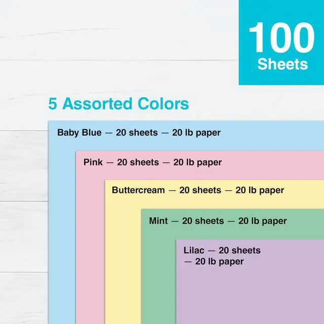 Alt view image 4 of 6 - PrintWorks Pastel Paper 8.5"x11" 100 Sheets 5 Assorted Pastel Colors 30% Recycled 20lb/75gsm SFI Certified (00577)