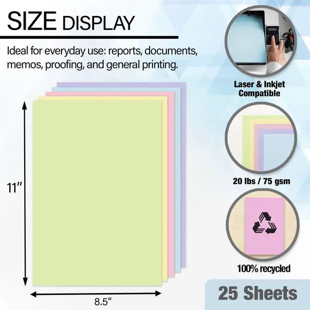 Alt view image 2 of 6 - BAZIC Pastel Color Multipurpose Paper, 8.5 x 11 in, 25 Ct