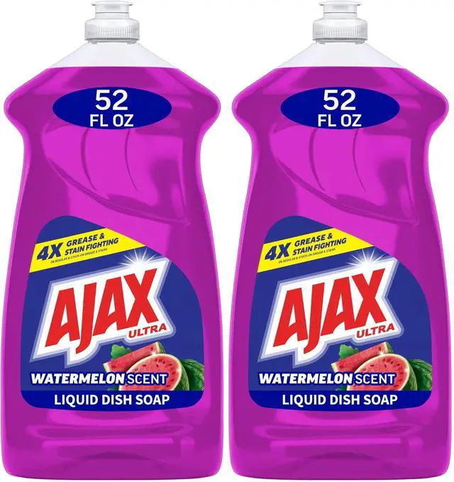 Main image of Ajax Ultra Liquid Dish Soap 52 fl oz (Pack of 2), Fabuloso Watermelon Scent, Fights Grease & Stuck-On Stains, Deep Cleaning Action, Mess-Free, Easy-Flip Cap