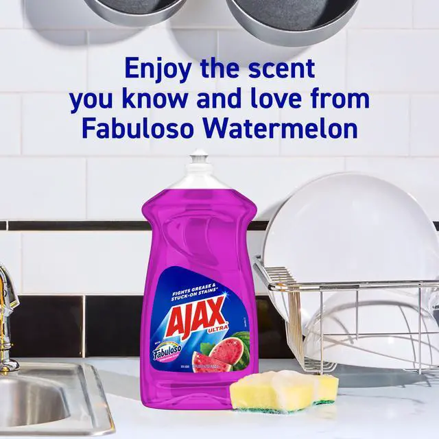 Alt view image 7 of 7 - Ajax Ultra Liquid Dish Soap 52 fl oz (Pack of 2), Fabuloso Watermelon Scent, Fights Grease & Stuck-On Stains, Deep Cleaning Action, Mess-Free, Easy-Flip Cap