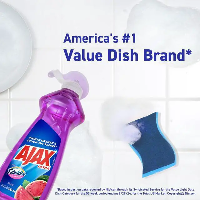 Alt view image 5 of 7 - Ajax Ultra Liquid Dish Soap 52 fl oz (Pack of 2), Fabuloso Watermelon Scent, Fights Grease & Stuck-On Stains, Deep Cleaning Action, Mess-Free, Easy-Flip Cap