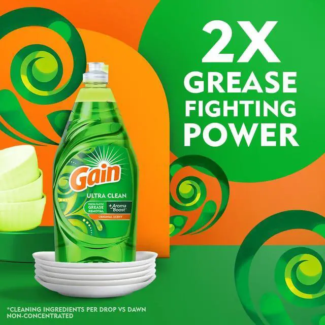 Alt view image 4 of 7 - Gain Ultra Liquid Dish Soap, Original Scent, Grease Removal, 38Fl Oz (Pack of 1)