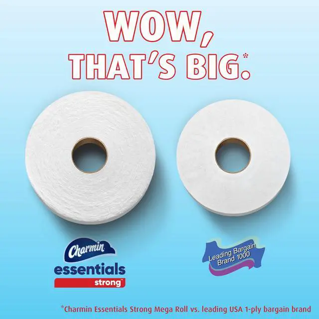 Alt view image 4 of 7 - Charmin Essentials Strong Toilet Paper, 6 Mega Rolls, 429 Sheets per Roll