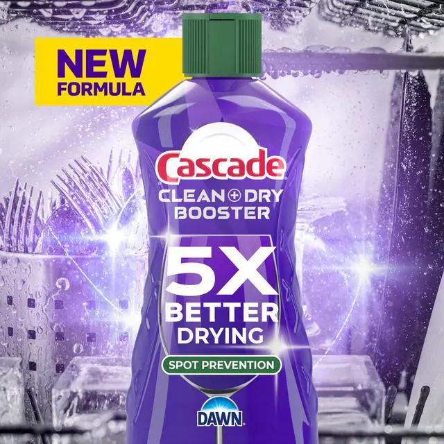 Alt view image 3 of 7 - Cascade Clean & Dry Booster Dishwasher Rinse Aid Liquid, Spotless Streak-Free Dishes, Works with Detergent Gels Pods Tablets, 16 oz