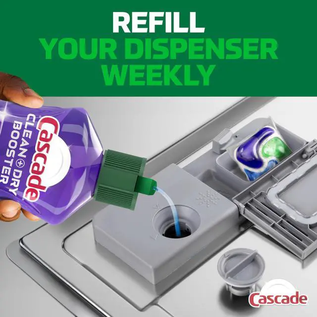 Alt view image 7 of 7 - Cascade Clean & Dry Booster Dishwasher Rinse Aid Liquid, Spotless Streak-Free Dishes, Works with Detergent Gels Pods Tablets, 16 oz