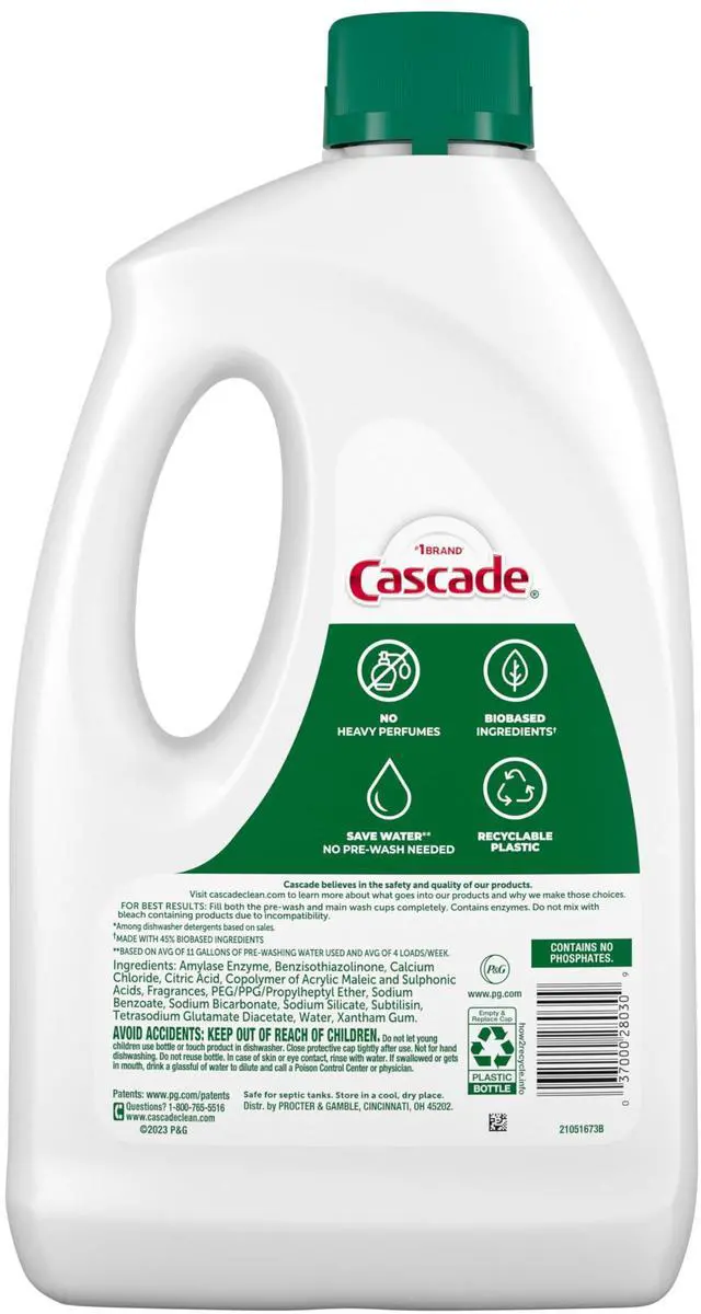 Alt view image 4 of 6 - Cascade Free & Clear Dishwasher Detergent Liquid Gel, Lemon, 75oz