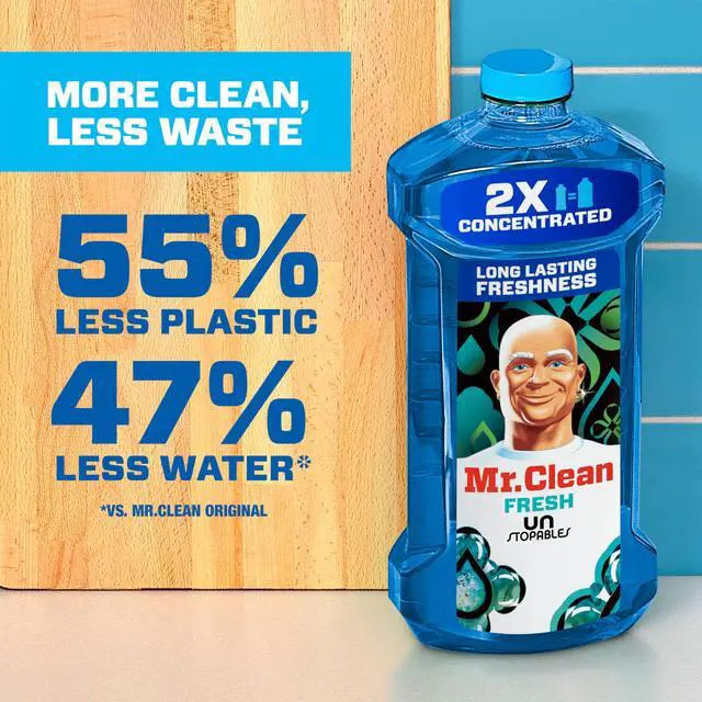 Alt view image 4 of 6 - Mr. Clean 2X Concentrated Multi Surface Cleaner with Unstopables Fresh Scent, 41 fl oz