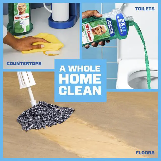 Alt view image 3 of 6 - Mr. Clean All Purpose Cleaner, Floor Cleaner for Mopping Home, Bathroom, Kitchen, Multi-Surface Dilutable, Meadows & Rain, 41oz