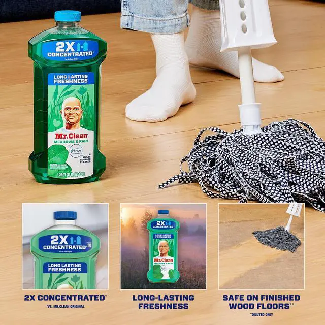 Alt view image 5 of 6 - Mr. Clean All Purpose Cleaner, Floor Cleaner for Mopping Home, Bathroom, Kitchen, Multi-Surface Dilutable, Meadows & Rain, 41oz
