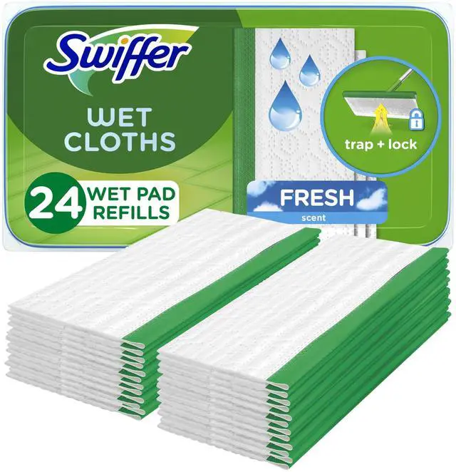 Main image of Swiffer Sweep + Mop Wet Pads Refill, Microfiber Floor Cleaner, All Purpose Multi-Surface Wipes for Home, Bathroom, Kitchen, Fresh, 24 Count