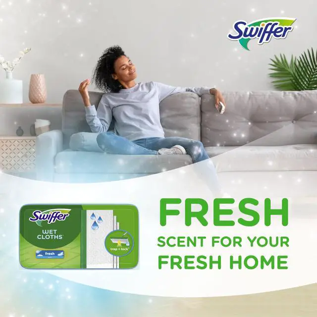 Alt view image 2 of 6 - Swiffer Sweep + Mop Wet Pads Refill, Microfiber Floor Cleaner, All Purpose Multi-Surface Wipes for Home, Bathroom, Kitchen, Fresh, 24 Count