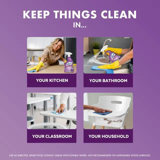 Alt view image 5 of 7 - Lysol All Purpose Cleaner Spray, Multi-Purpose Disinfecting, Kitchen & Bathroom Cleaner, Lavender & Cotton Blossom Scent, 32 Fl Oz