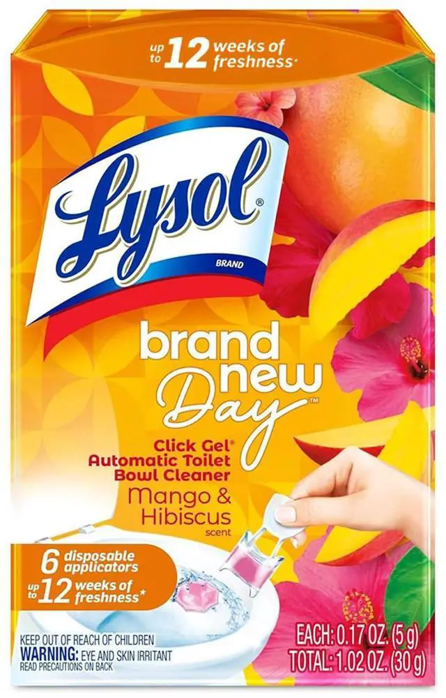 Main image of Lysol Click Gel Automatic Toilet Bowl Cleaner, Mango & Hibiscus Scent, 6 Count (Pack of 1)